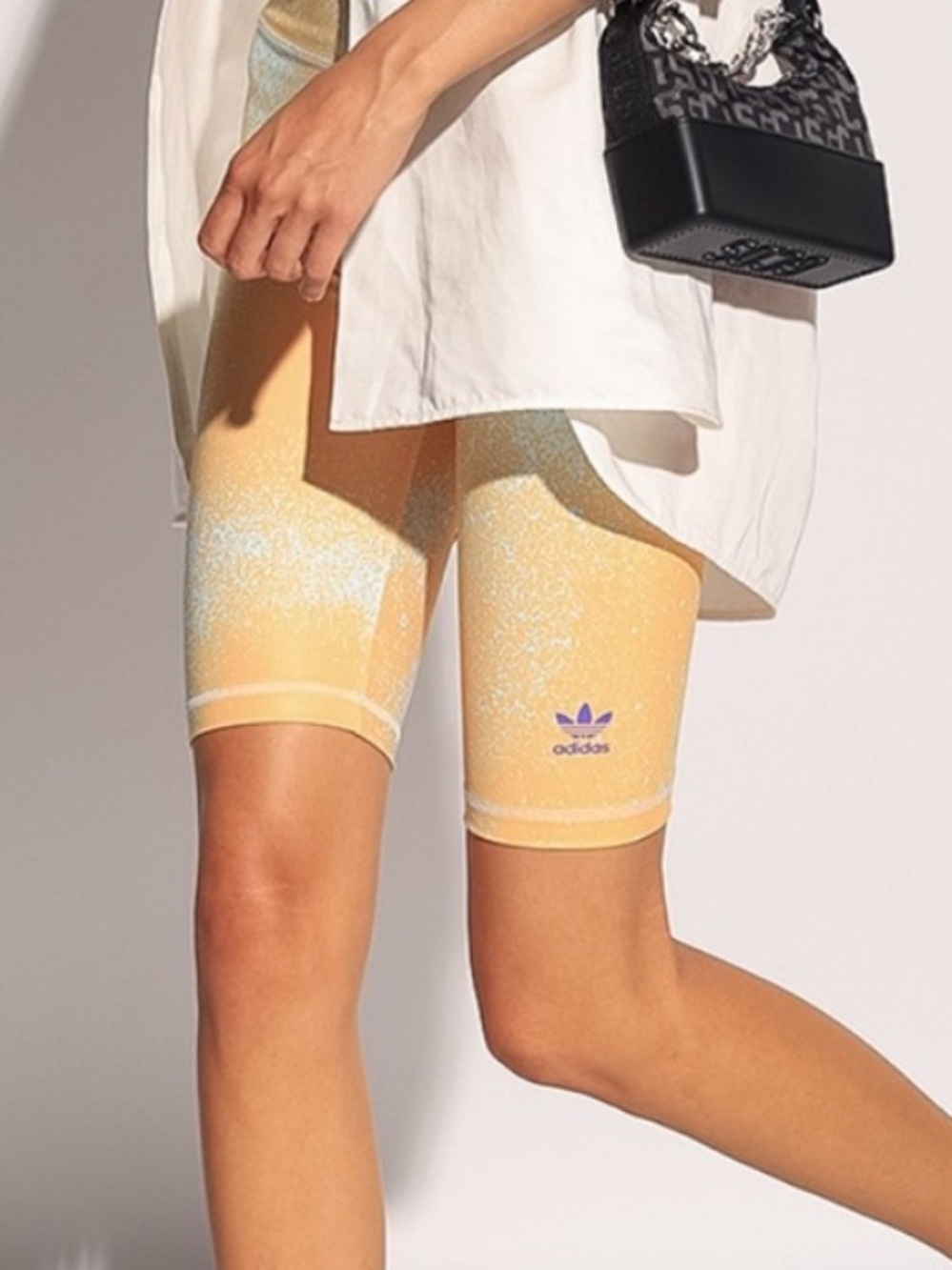 Adidas Women’s Size Small Peach Light Blue Long Biker Shorts